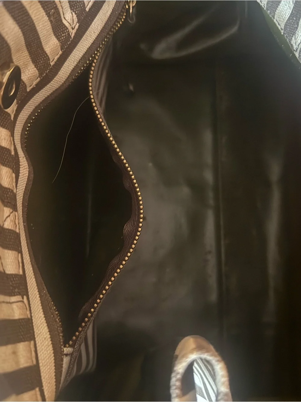 henri bendel Black and White Striped Canvas Tote